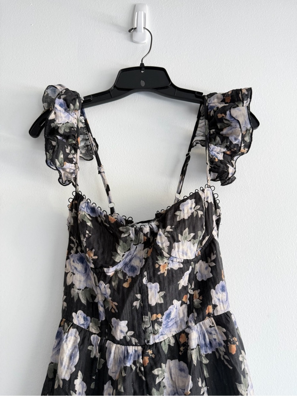 ASTR the Label Wedelia Black Blue Floral Bustier Midi Dress Small 8207 - Picture 7 of 14